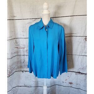 CO Seamed Button Down Long Sleeve Top Size Small